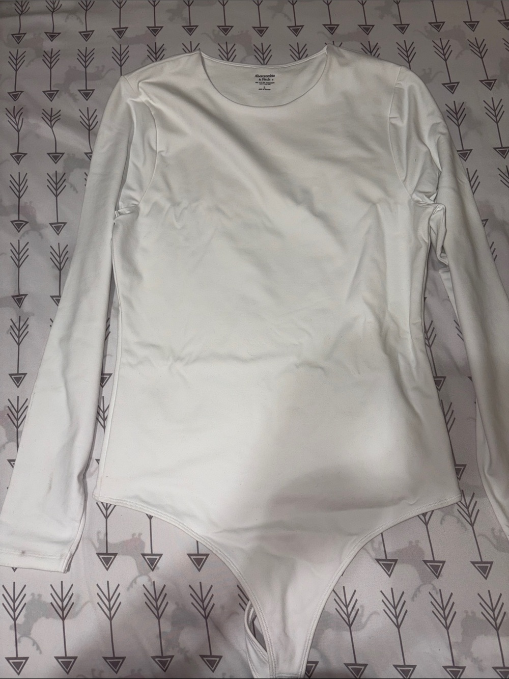 Abercrombie & Fitch White Long-Sleeve Crew Bodysuit